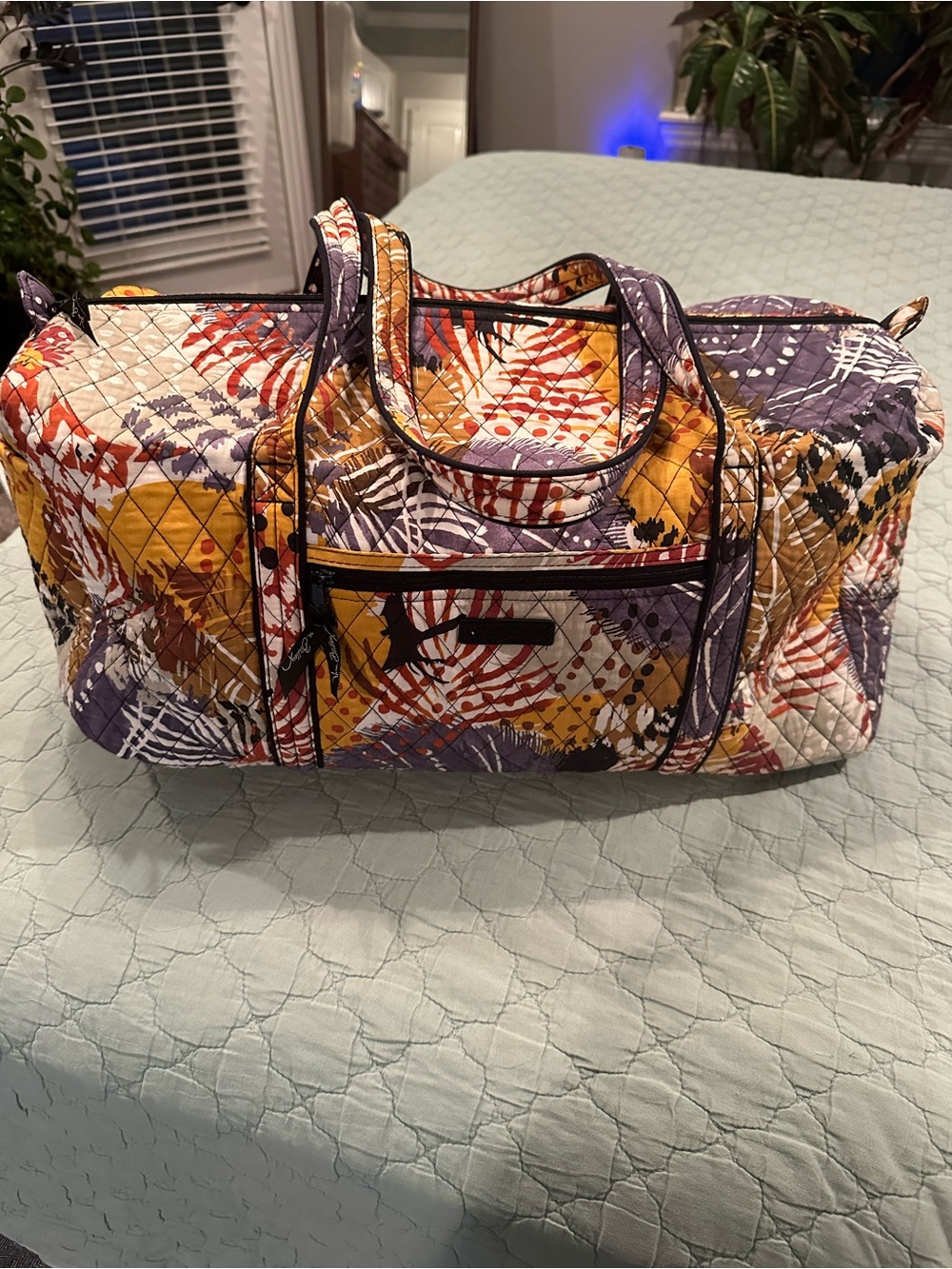 Vera Bradley Large Quilted Duffel Bag - Multi Floral leaf Print